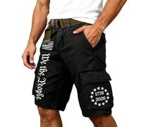 Generisch Short cargo pour homme Independence Day - Pantalon de travail décontracté avec poches utiles pour l'extérieur et les loisirs, Noir , 3XL
