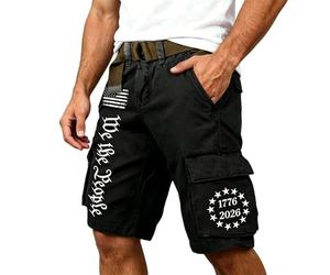Generisch Short cargo pour homme Independence Day - Pantalon de travail décontracté avec poches utiles pour l'extérieur et les loisirs, Noir , 3XL