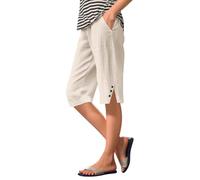 Generisch Short court longueur genou pour femme - Short de plage décontracté avec poches - Pantalon de vélo de course pour femme, beige, L