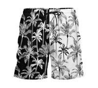Generisch Short court pour homme, double couche, short de loisirs léger pour l'été, confortable et confortable, avec taille élastique pour les promenades en plein air., Noir , 3XL