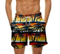 Generisch Short de bain court pour homme - Grandes tailles - Respirant - Séchage rapide - Style hawaïen - Avec imprimé noix de coco - Short de plage - Short de bain, gris, M