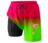 Generisch Short de bain d'été pour homme - Impression 3D - Séchage rapide - Hawaii Surf - Pantalon de sport, Maillot de bain J2 rouge pastèque, S