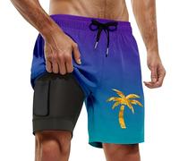 Generisch Short de bain d'été pour homme - Impression 3D - Séchage rapide - Hawaii Surf - Short de bain - Pantalon de sport, Maillot de bain J4 bleu foncé, M