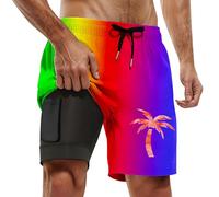 Generisch Short de bain d'été pour homme - Impression 3D - Séchage rapide - Hawaii Surf - Short de bain - Pantalon de sport, Maillot de bain J1 violet, 3XL