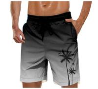 Generisch Short de bain long pour homme - Short de sport - Short de loisirs - Séchage rapide - Bermuda léger pour homme, Noir , 3XL
