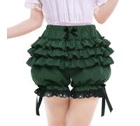 Generisch Short de bain pour fille - Style Lolita - Short à volants - Taille haute - Nœud papillon décoratif - Pour les journées d'été décontractées - Avec taille élastique - Short de gym pour femme