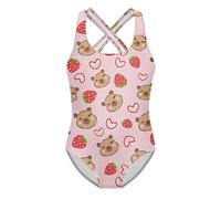 Generisch Short de bain pour garçon avec poches - Séchage rapide - Avec taille élastique - Motif floral - Cordon de serrage réglable - Pour la plage, la piscine, l'été - 2-14 ans, Rose-M., 5-6 ans