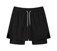 Generisch Short de bain pour homme avec compression 2 en 1 respirant - Taille élastique - Short d'entraînement - Pantalon de sport d'extérieur - Cordon de serrage réglable - Pantalon de survêtement