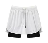 Generisch Short de bain pour homme avec compression 2 en 1 respirant - Taille élastique - Short d'entraînement - Pantalon de sport d'extérieur - Cordon de serrage réglable - Pantalon de survêtement