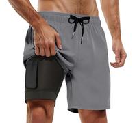 Generisch Short de bain pour homme, short de bain, short de plage avec cordon de serrage réglable, matériau léger pour les randonnées à vélo le long de la côte, seize if grey, XXL
