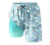 Generisch Short de bain tendance pour la plage avec doublure intérieure double couche, poches latérales pour un confort décontracté, Autre 2, S