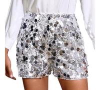 Generisch Short de banquet à paillettes pour femme, argenté, M