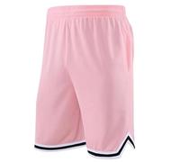 Generisch Short de basket long pour homme avec poche zippée de 27,9 cm en maille filet pour sport, jeu, terrain de basket, star, fitness, gym, Rose, L