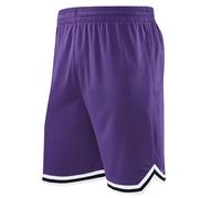 Generisch Short de basket long pour homme avec poche zippée de 27,9 cm en maille filet pour sport, jeu, terrain de basket, star, fitness, gym, lilas, L