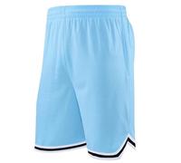 Generisch Short de basket long pour homme avec poche zippée de 27,9 cm, en maille, pour le sport, les jeux, les terrains de basket-ball, les stars, le fitness, la salle de sport, bleu, 3XL