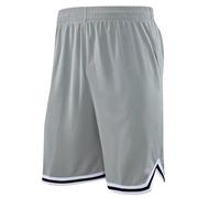 Generisch Short de basket long pour homme avec poche zippée de 27,9 cm, en maille, pour le sport, les jeux, les terrains de basket-ball, les stars, le fitness, la salle de sport, gris, 3XL