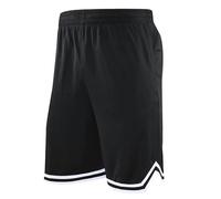 Generisch Short de basket long pour homme avec poche zippée de 27,9 cm, en maille, pour le sport, les jeux, les terrains de basket-ball, les stars, le fitness, la salle de sport, Noir , XL