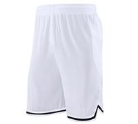 Generisch Short de basketball long d'été pour homme avec poche zippée de 27,9 cm en maille filet pour sport, jeu, terrain de basket, star, fitness, gym, Blanc., 3XL