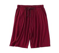 Generisch Short de couchage pour homme - Grandes tailles - En coton - Court - Pantalon de jogging - Pantalon de plage - Bermuda d'été - Pantalon de pyjama - Pantalon d'été fin, rouge, XXXXXXXXL