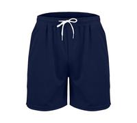 Generisch Short de course court pour homme - Taille élastique - Pantalon de loisirs - Couleur unie - Séchage rapide - En soie glacée - Respirant - Confortable - Couleur unie, Marine, 5XL