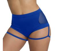 Generisch Short de cyclisme pour femme avec porte-jarretelles - Taille haute - Fitness - Pole Dance - Hotpants - Pantalon de yoga actif - Lifting des fesses - Legging de sport court, bleu, S