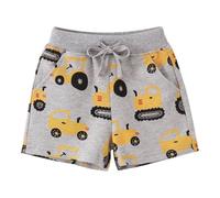 Generisch Short de jogging court pour enfants garçons short en coton excavatrice dinosaure espace planètes couleur unie enfant été pantalon décontracté, Short C8-grey, 1-2 ans