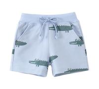 Generisch Short de jogging court pour enfants garçons short en coton excavatrice dinosaure espace planètes couleur unie enfant été pantalon décontracté, Short C10 bleu clair, 4-5 ans