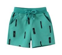 Generisch Short de jogging court pour enfants garçons short en coton excavatrice dinosaure espace planètes couleur unie enfant été pantalon décontracté, Short C5 vert, 5-6 ans