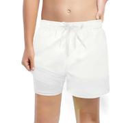 Generisch Short de jogging court pour garçon - Séchage rapide - Anti-transpiration - Avec stretch 4 directions - Pour les cours de sport, l'entraînement de football, Blanc., 10-12 ans