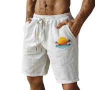 Generisch Short de plage avec motif noix de coco pour les voyages d'été, les activités de loisirs décontractées comme short pour homme, Blanc., XXL