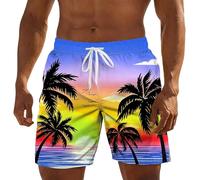 Generisch Short de plage décontracté Four Wlex's : short de plage confortable quatre wolves avec ourlet extensible, 5 poches, short d'été léger, bleu, 3XL