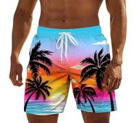 Generisch Short de plage décontracté Four Wlex's : short de plage confortable quatre wolves avec ourlet extensible, 5 poches, short d'été léger, bleu ciel, 3XL