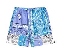 Generisch Short de plage décontracté pour homme - Motif cachemire - Imprimé bandana - Style bohème - Léger - Cordon de serrage - Style hip-hop - Pour l'extérieur, En ABS bleu., 4XL