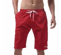 Generisch Short de randonnée décontracté pour homme, coupe confortable, taille élastique, cordon de serrage, quotidien, activités estivales, rouge, XL