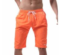 Generisch Short de randonnée décontracté pour homme, coupe confortable, taille élastique, cordon de serrage, quotidien, activités estivales, Orange, XXL