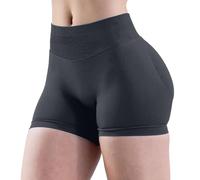 Generisch Short de sport court pour femme - Léger et fin - Taille haute - Décontracté - Couleur unie - Extensible - Sans coutures - Respirant - Séchage rapide - Push Up - Pour le yoga et la gym, b, S