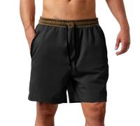 Generisch Short de sport court pour homme - Pantalon d'équitation d'été ample - Short de fitness - Short de sport décontracté - Taille élastique - Short de jogging léger pour homme, Noir , 4XL