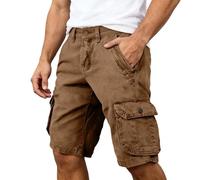 Generisch Short de sport décontracté pour homme - Couleur unie - Avec boutonnière - Pour l'été - Convient également pour les grandes tailles - Matière respirante - Pour une journée confortable., café