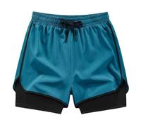 Generisch Short de sport pour femme double couche avec short intérieur, coupe confortable, maintien sûr, idéal pour la course, l'entraînement et le fitness