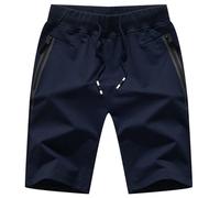 Generisch Short de sport pour homme - Séchage rapide - Respirant - Avec poche zippée et taille élastique - Pour le w nd, la ville, le shopping, le streetwear