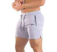 Generisch Short de survêtement pour homme - Léger - Couleur unie - Short de course - Short de sport - Séchage - Avec cordon de serrage - Avec poches et fermetures éclair, Gy1., M