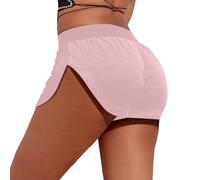 Generisch Short de yoga en velours pour femme - Taille haute - Pole Dance - Hotpants - Gym - Entraînement - Coupe ajustée active - Short rave, Rose, 5XL