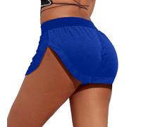 Generisch Short de yoga en velours pour femme - Taille haute - Pole Dance - Hotpants - Gym - Entraînement - Coupe ajustée active - Short rave, bleu, 5XL