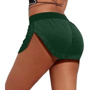 Generisch Short de yoga en velours pour femme - Taille haute - Pole Dance - Hotpants - Gym - Entraînement - Coupe ajustée active - Short rave, vert, M