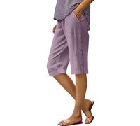 Generisch Short décontracté pour femme avec taille élastique, coupe ample pour les activités de plein air, respirant, cinq poches, boutonné, polyvalent pour les voyages, les loisirs, Violet clair, L
