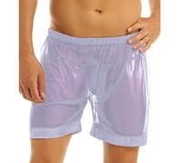 Generisch Short d'été court en nylon transparent pour homme - Sous-vêtement en maille filet - Short de plage - Pour fête, clubwear, Blanc., XXXL