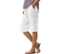 Generisch Short d'été décontracté pour femme avec taille élastique, coupe ample pour les activités de plein air, respirant, confortable, poches pratiques, Blanc., M