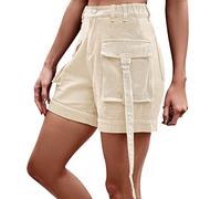 Generisch Short d'été décontracté pour femme - Taille moyenne - Mode courte - Vêtement de travail - Denim, kaki, XL