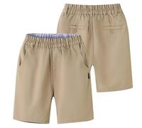 Generisch Short d'été kaki pour garçons. Confortable et décontracté. Pantalon d'école B formel. Convient aux enfants adolescents. Légèrement respirant. Vêtements pour enfants, kaki, 17-18 ans