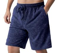 Generisch Short d'été léger pour homme - En tissu éponge - Short de course tendance - Short baggy - Short de jogging décontracté - Short de plage - Short de loisirs - Pantalon de moto, Marine, L